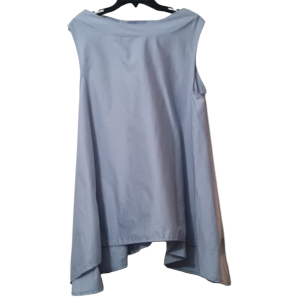 Woman’s Blue Cotton Asymmetrical Top - Picture 5 of 9